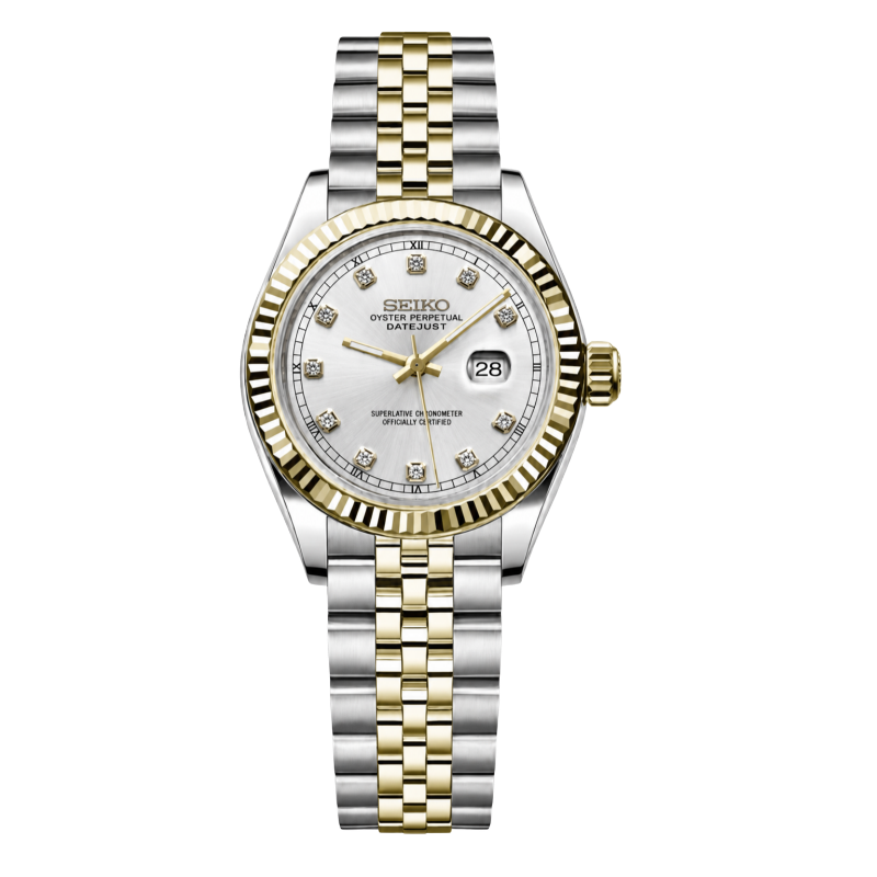 LADYJUST TWOTONE GOLD WHITE DIAMOND