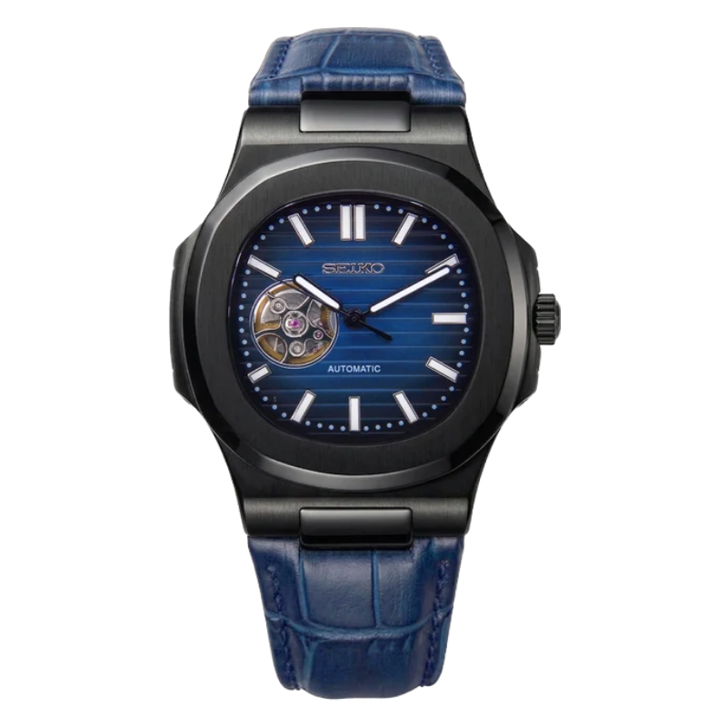 NAUTIKO NAVY BLACK OPEN HEART LEATHER